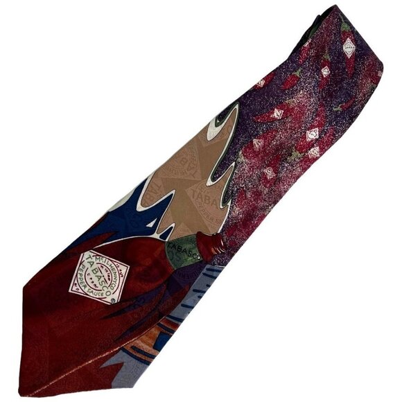 Tabasco Mens Silk Hot Sauce Bottle Tie 58" Made in USA Red Green Necktie - Picture 1 of 8